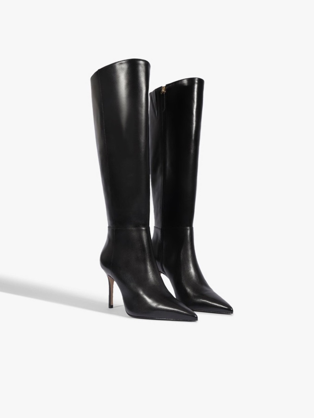 SCHUTZ Black Pointed-Toe Over-the-Knee Leather Boots